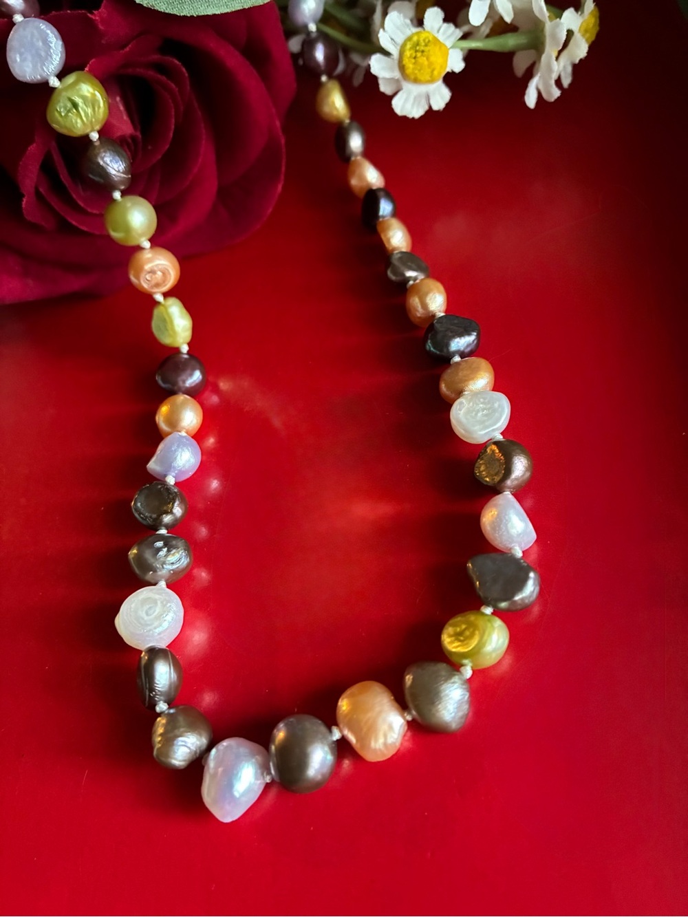 Multicolor Freshwater Pearl Necklace - Elegant Women’s Jewelry 17”